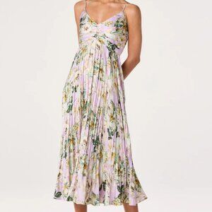 ASTR Maeve Pleated Satin Midi Dress size M